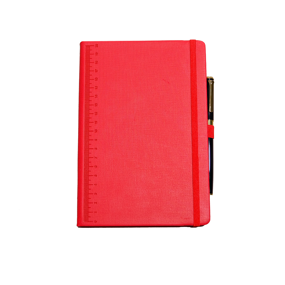 Notebook con coperchio rigido PU con cinghie con penna