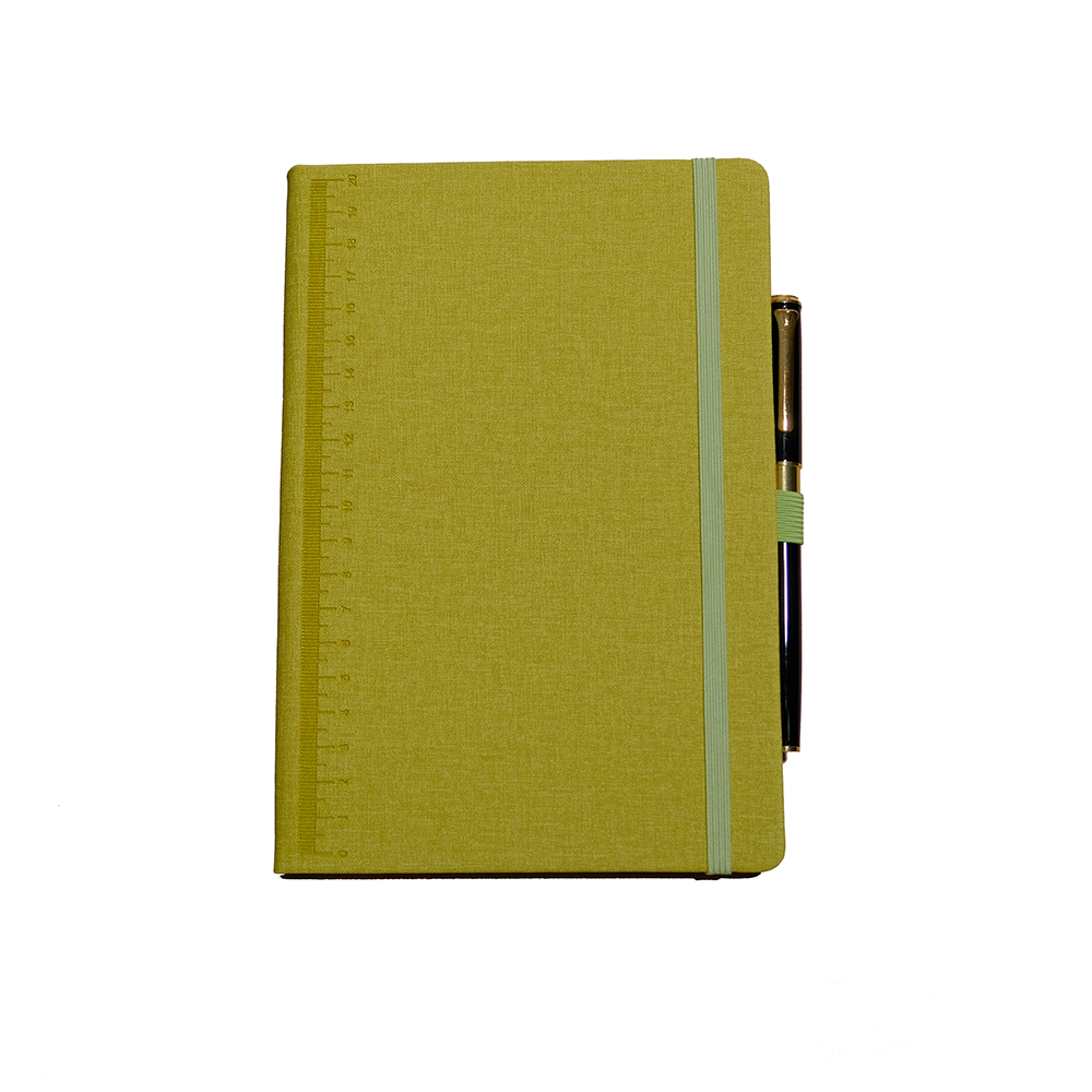 Notebook con coperchio rigido PU con cinghie con penna