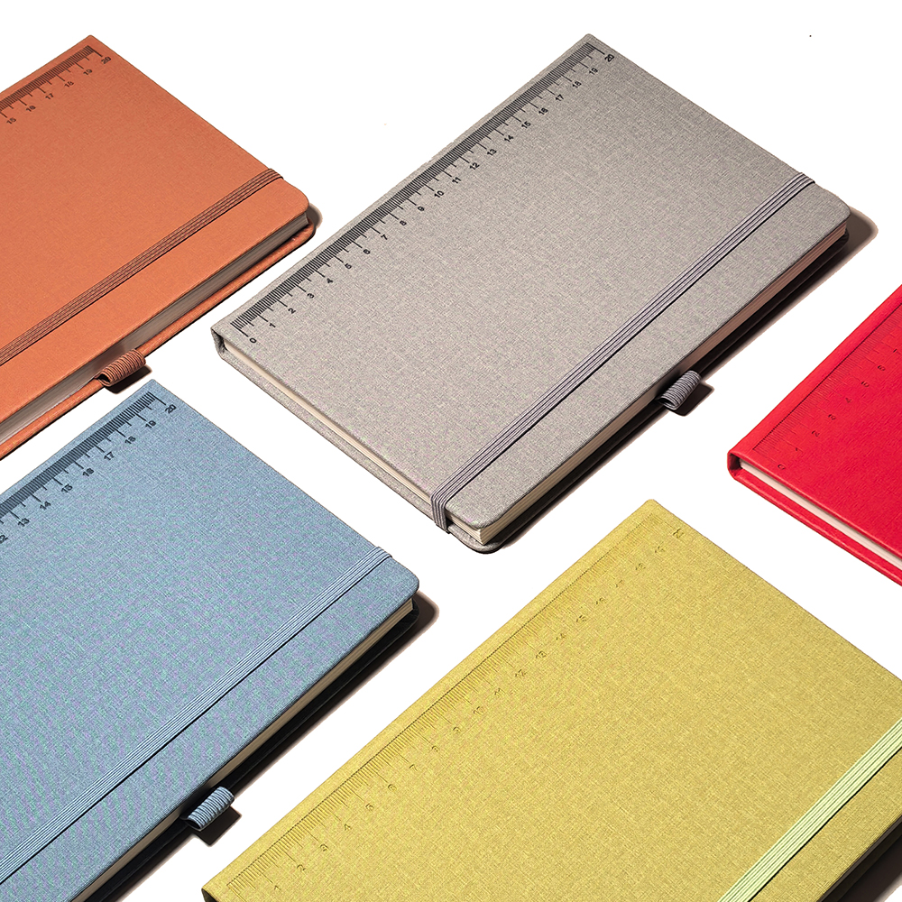 Notebook con coperchio rigido PU con cinghie con penna